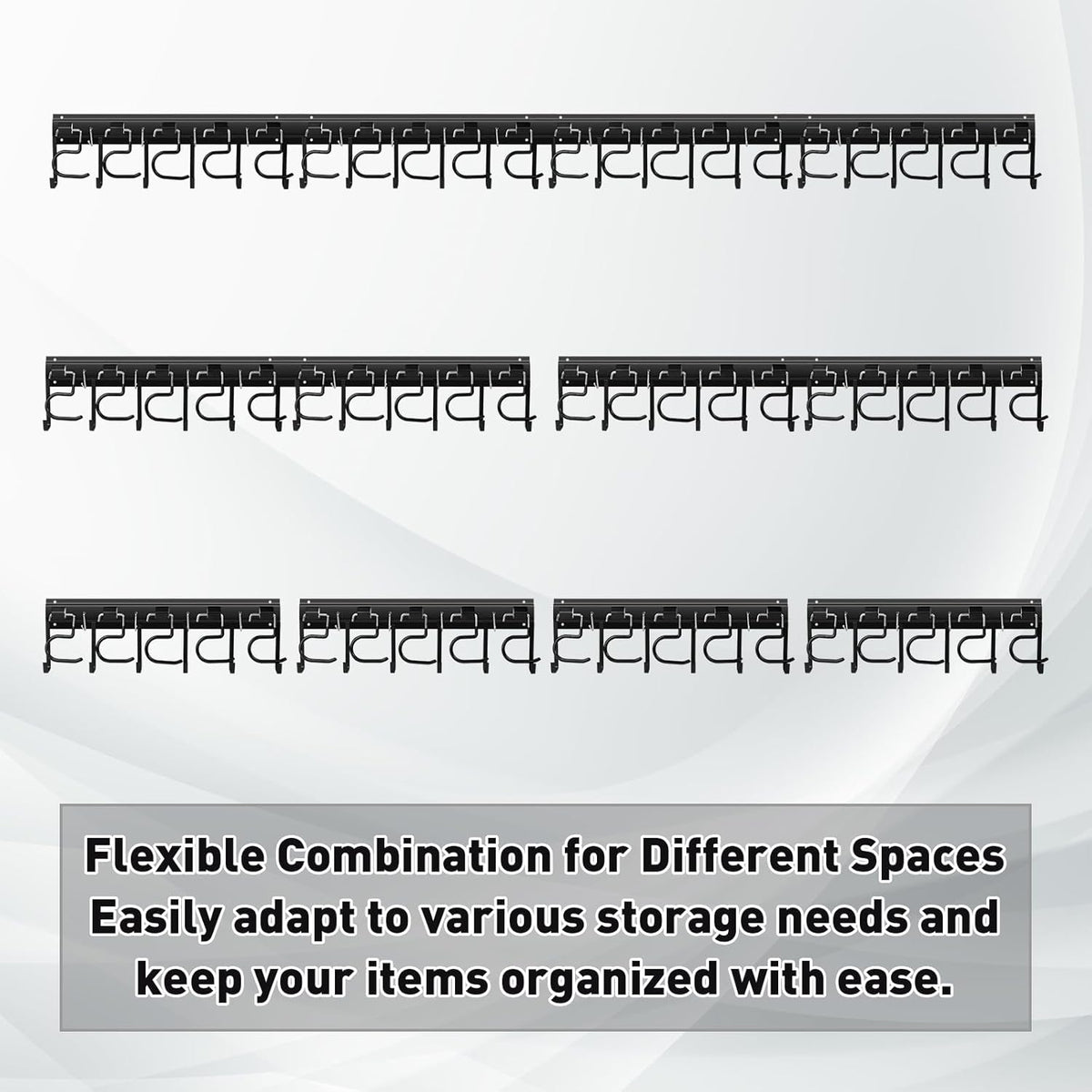 LEYU Metal Garage Tool Organizer Wall Mount, 4 Pack Garden Tool Organizer With Extension Cord Straps, Garage Organization Hooks and Hangers for Shed, Yard Storage, Wall Holder for Hanging Broom Mop