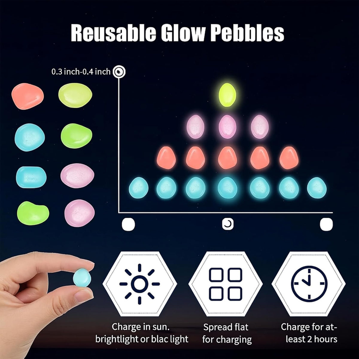 12000 PCS Glow in The Dark Rocks – Plastic Resin Glow Rocks for Landscaping, Garden Pebbles & Stones for Aquarium and Outdoor Decor(Colorful)