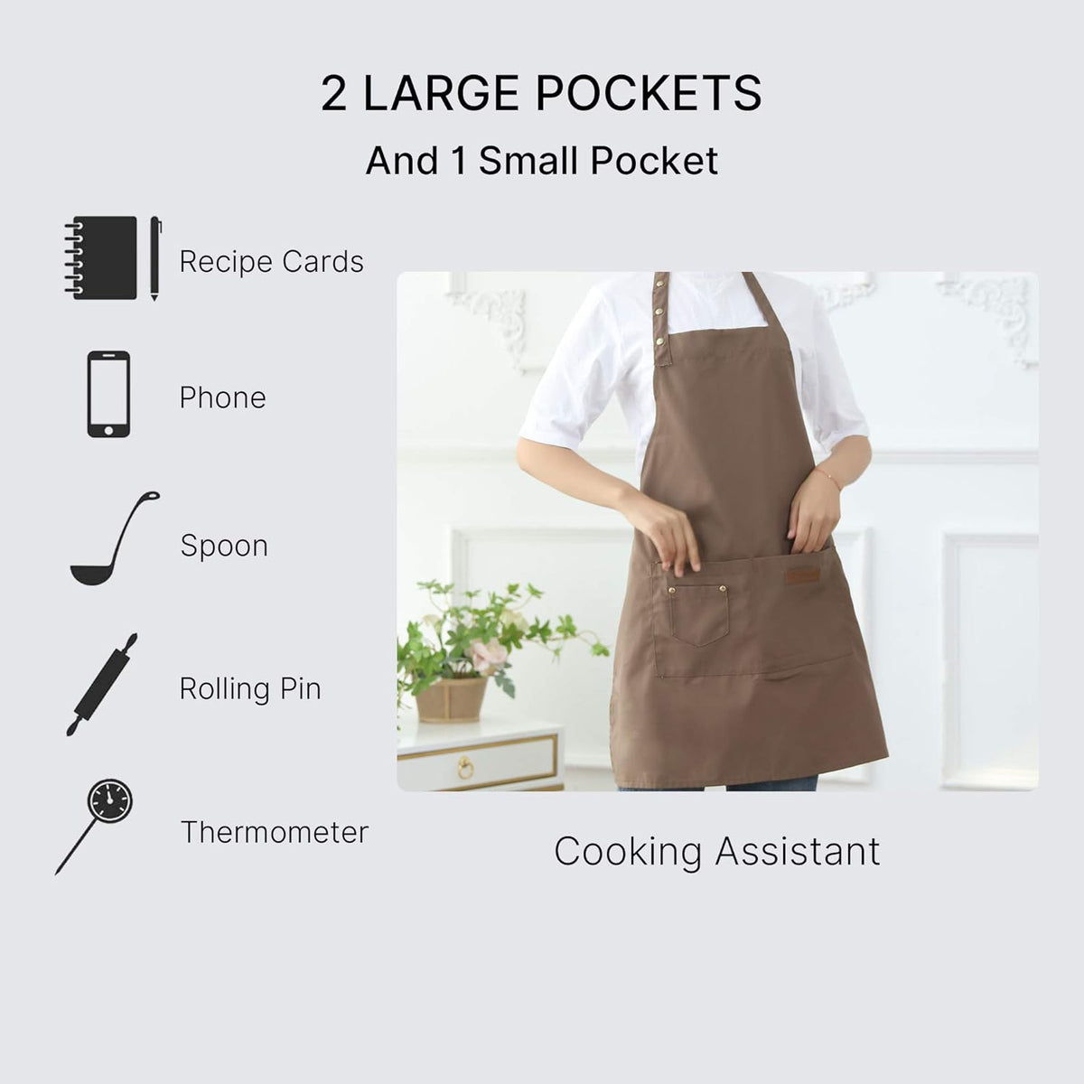 Aprons for Women Men BBQ Chef Cooking Artist Water Drop Resistant Canvas Adjustable Kitchen Apron with Pockets for Unisex Grill Baking Painting Art Stylist Dishwashing Comfortable Aprons (khaki)