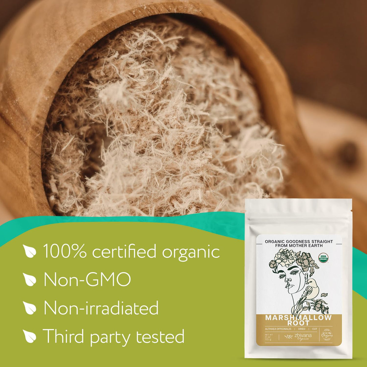 Marshmallow Root Tea (Althea Officinalis) – Organic Marshmallow Root – Throat Tea - Gut Lining, Digestion, Respiratory Health - Blood, Bones, Skin, Hair - Marshmellow Herb – 4 Ounces