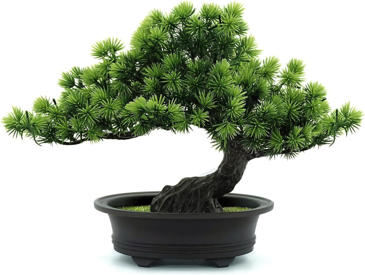 Artificial Plants Greenery Bonsai, Room Decor Fake Bonsai Tree for Home Decor Indoor Bookshelf Office Desk Bathroom Farmhouse Decor, Tall 9.5"