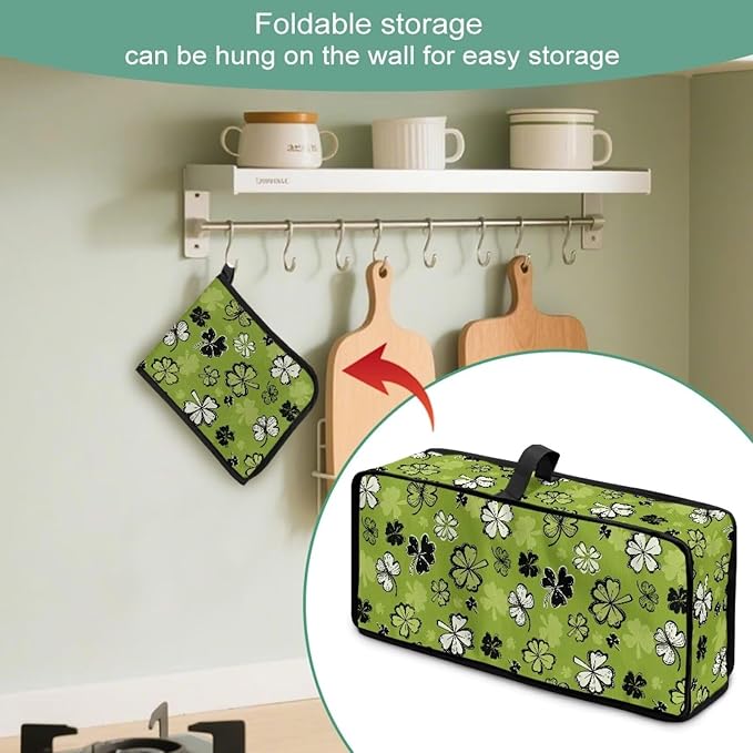 St Patricks Day Toaster Cover 2 Slice Lucky Green 2 Slice Slim Toaster Cover, Heat- Resistant Water Resistant Folding Small Appliance Covers for Modern Home Festival Decor