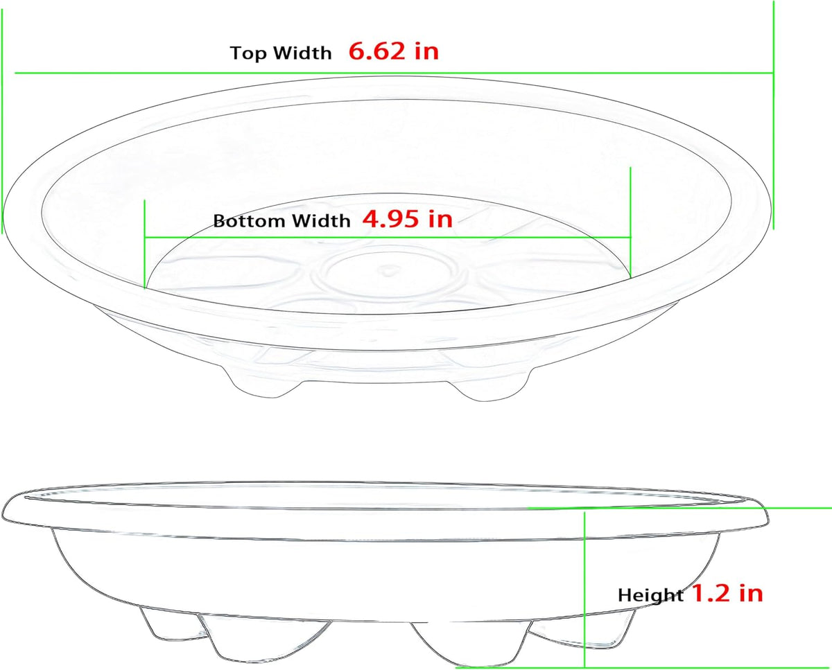 6 Pack of Plant Saucer 6 inch, Heavy Duty Plastic Flower Pot Saucers, Plant Drip Trays for Indoors Outdoor, Plant Water Tray for Planters, Black
