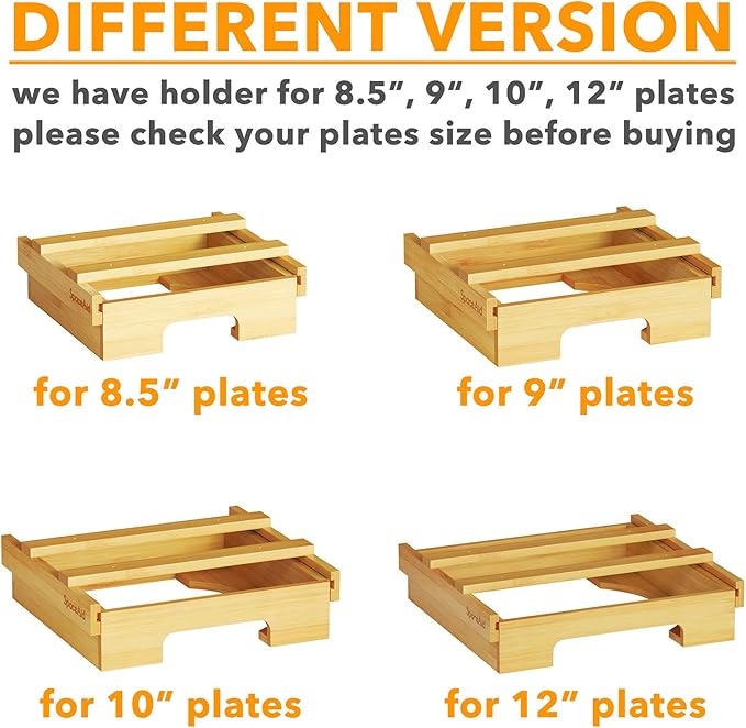SpaceAid 9-inch Paper Plate Dispenser (Need 10.2 Inches Deep Cabinet Space) Under Cabinet Bamboo Plates Holder, Kitchen Vertical Dipensers Caddy, White