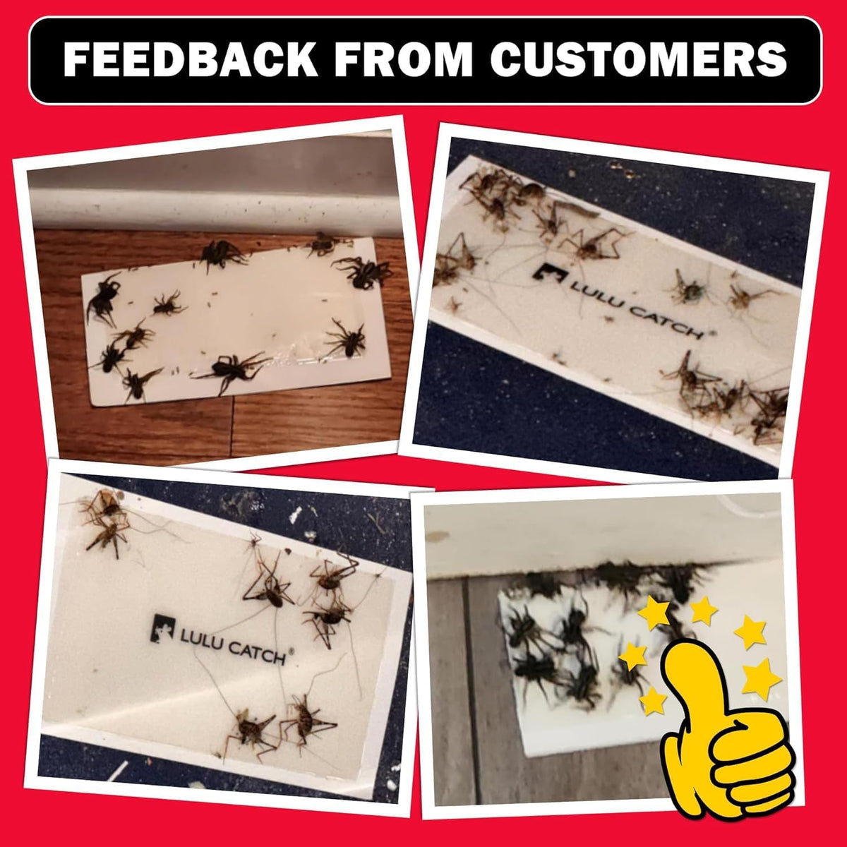 LULUCATCH Cricket & Insect Glue Traps 24 Pack, Adhesive Bug Catcher, Pre-Baited Spider Scorpion Trap, Non-Toxic Glue Boards Indoor for Home Catching Bugs,Small Mice & Rodents, Pet Safe Pest Control