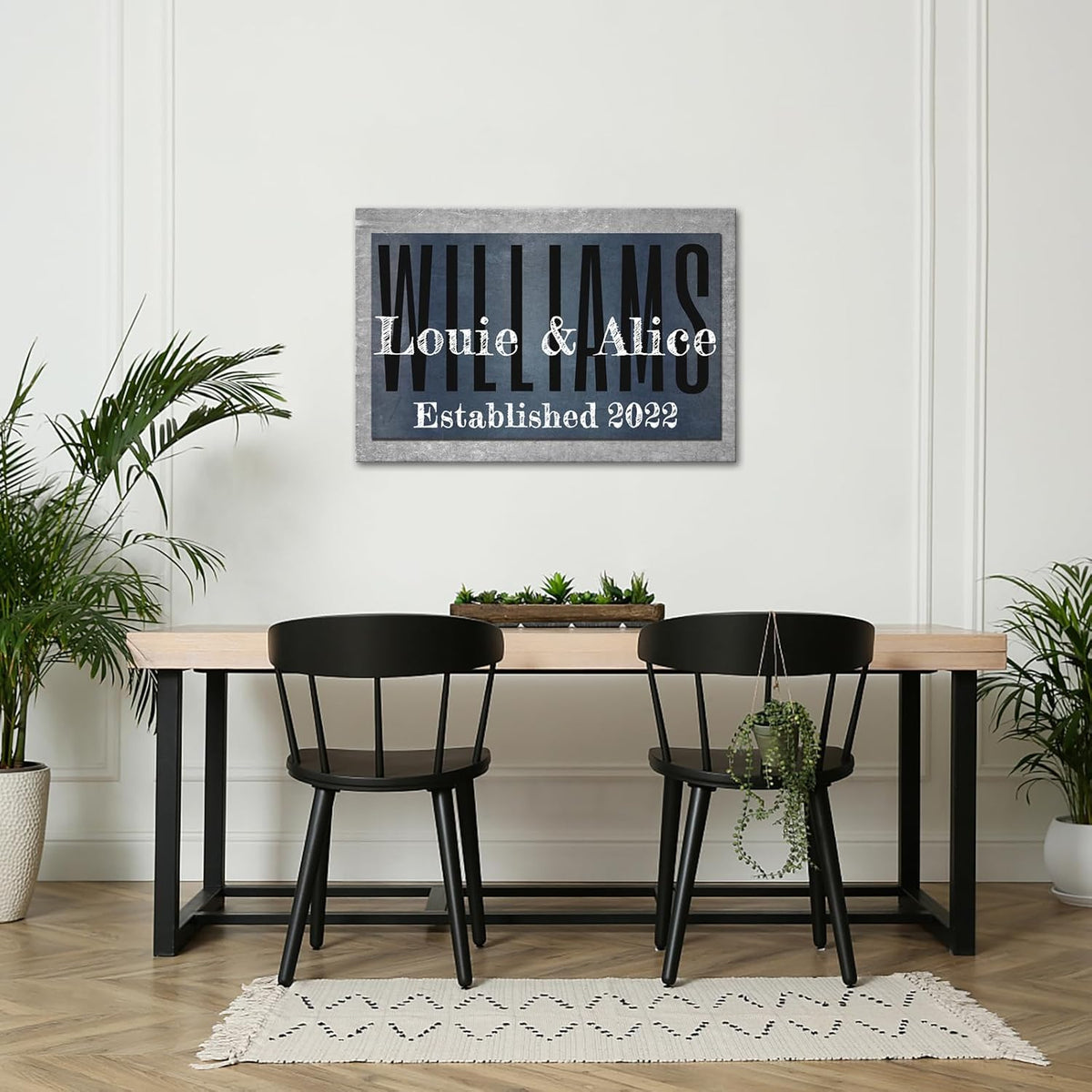 iLOOKLiKE Personalized Last Name Signs with Couple's Names Wall Art Custom Family Established Date Canvas Prints Framed Unique Wedding Anniversary Housewarming Gifts for Home Decor 8×12inch