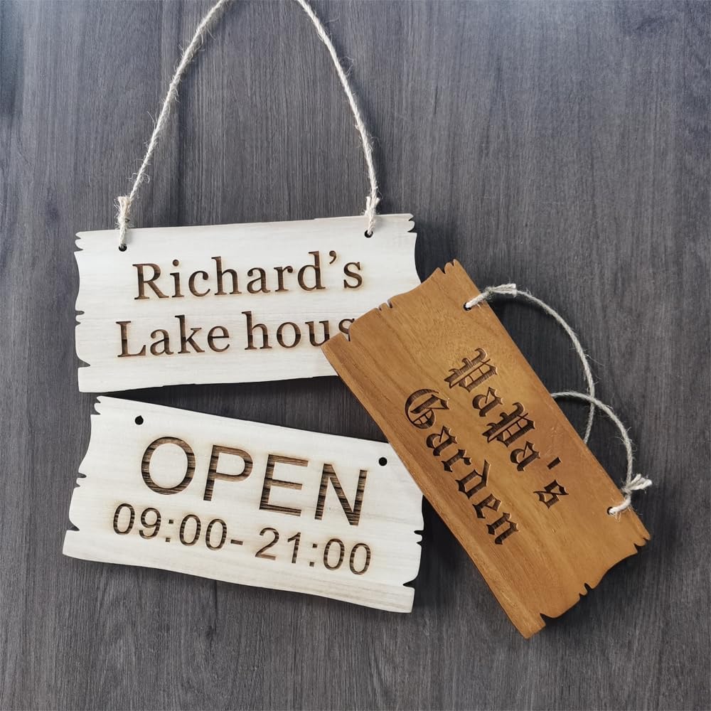 Personalized Wood Plaque Sign, Custom Engraved House Signs, Garden Signs, Welcome Sign, Decoration Signs (White)