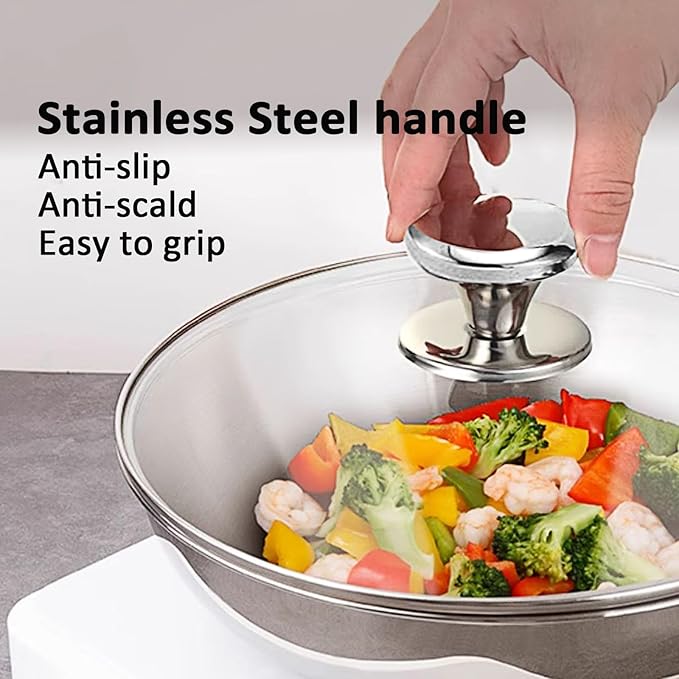 Glass Lids, Replacement Tempered Clear Glass Lids with Steam Vent，Covers For pots, pans and skillets，Available in Small and Large lid 8, 9.5, 10.25, 11, 12, and 12.5 Inch