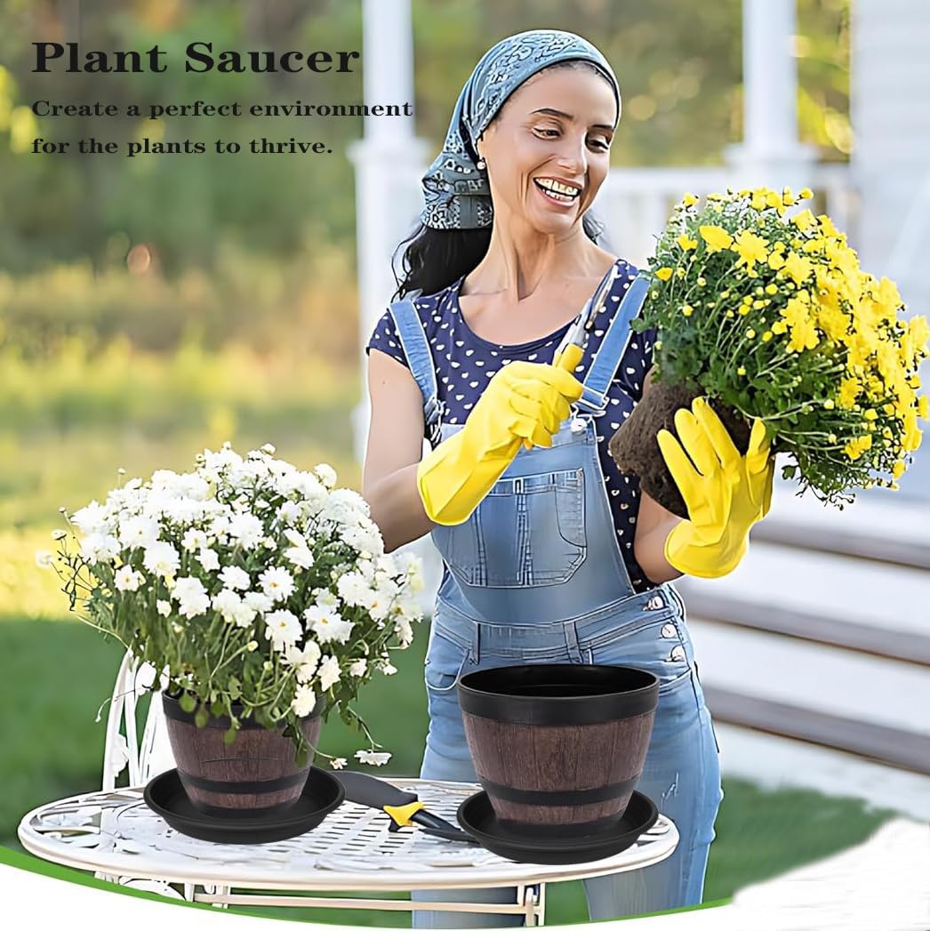 6 Pack Plant Saucer 10 inch, Heavy Duty Plastic Plant Saucers 10 inch, Durable Plant Tray for Pots, Flower Saucers for Indoors, Plant Pot Saucers, Trays for Planter 8"/9"/10" (Black)