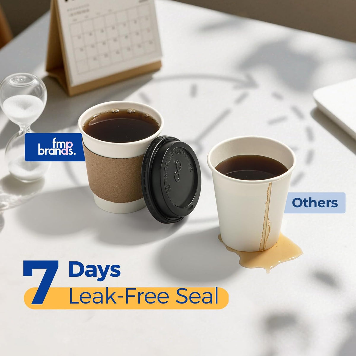 Fit Meal Prep 50 Pack 10 oz Disposable Coffee Cups with Lids, Sleeves, Leak-Proof To Go Coffee Cups with Lids, Durable Paper Cups for Hot Beverage, Home, Office, Party