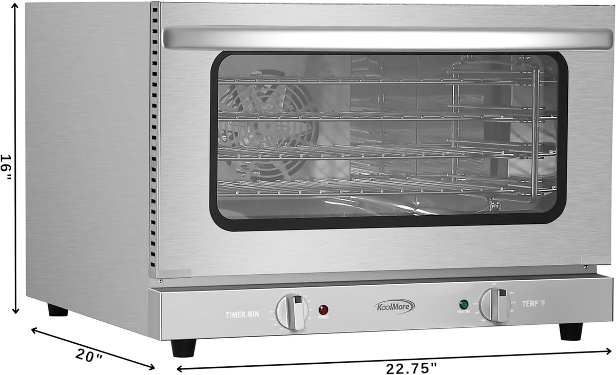 KoolMore 23 in. Commercial Countertop Convection Oven for Half-Size Pans with 4 Racks 1600W of Power in Stainless-Steel, ETL Listed for Safety and Sanitation (KM-CTCO-15)