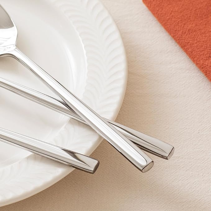 KINGSTONE Dinner Spoon Set, 4-Piece Tablespoons Silverware Spoons, Premium Food Grade Stainless Steel Spoons, Mirror Finish & Dishwasher Safe, Use for Kitchen, Home, Wedding, Party