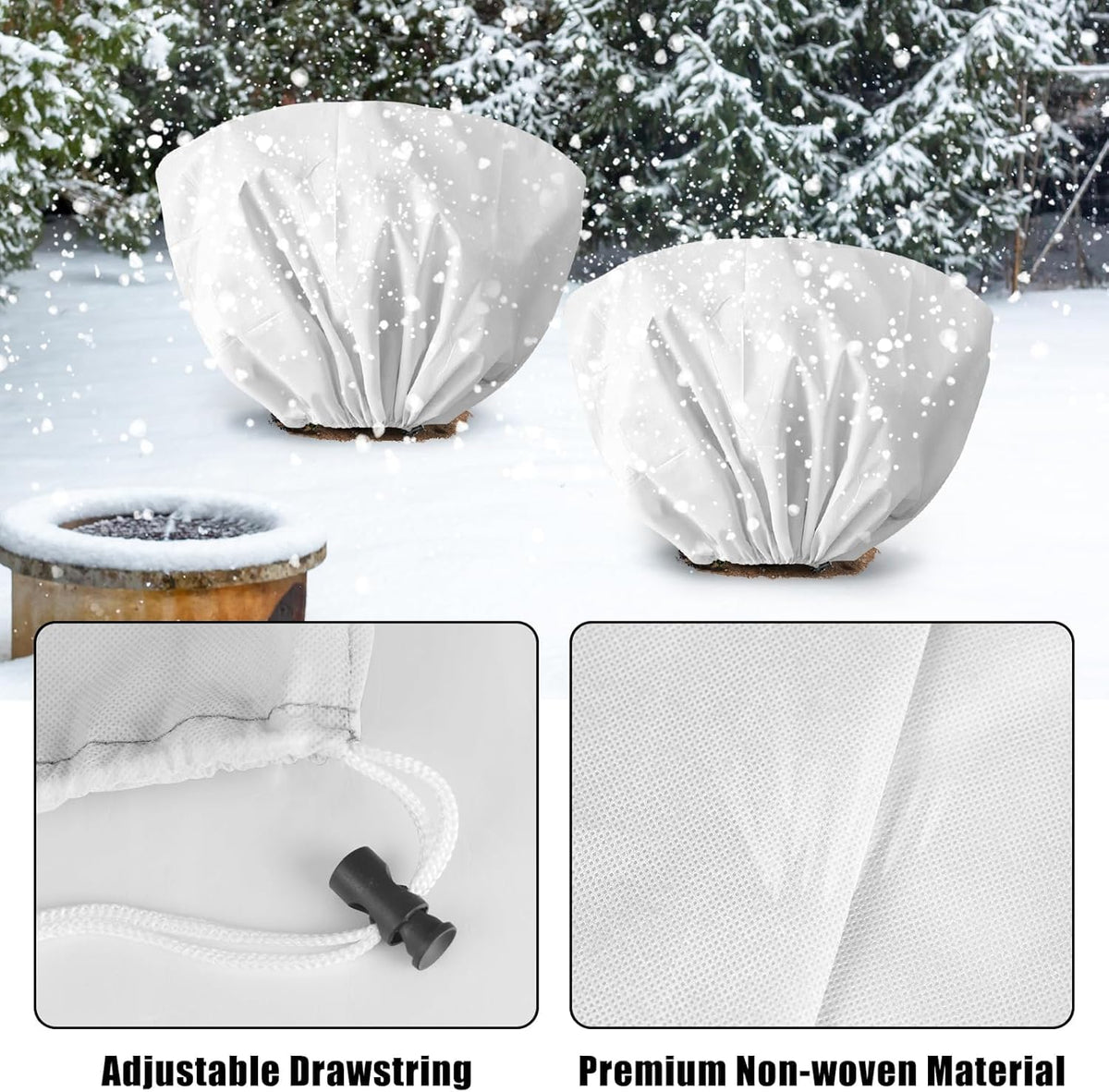 8 Pcs Plant Covers Frost Protection Bag 39.3" x 19.6" Winter Reusable Plants Jacket with Drawstring Shrub Protection Wraps Bags Frost Blanket for Winter Outdoor Garden Plants