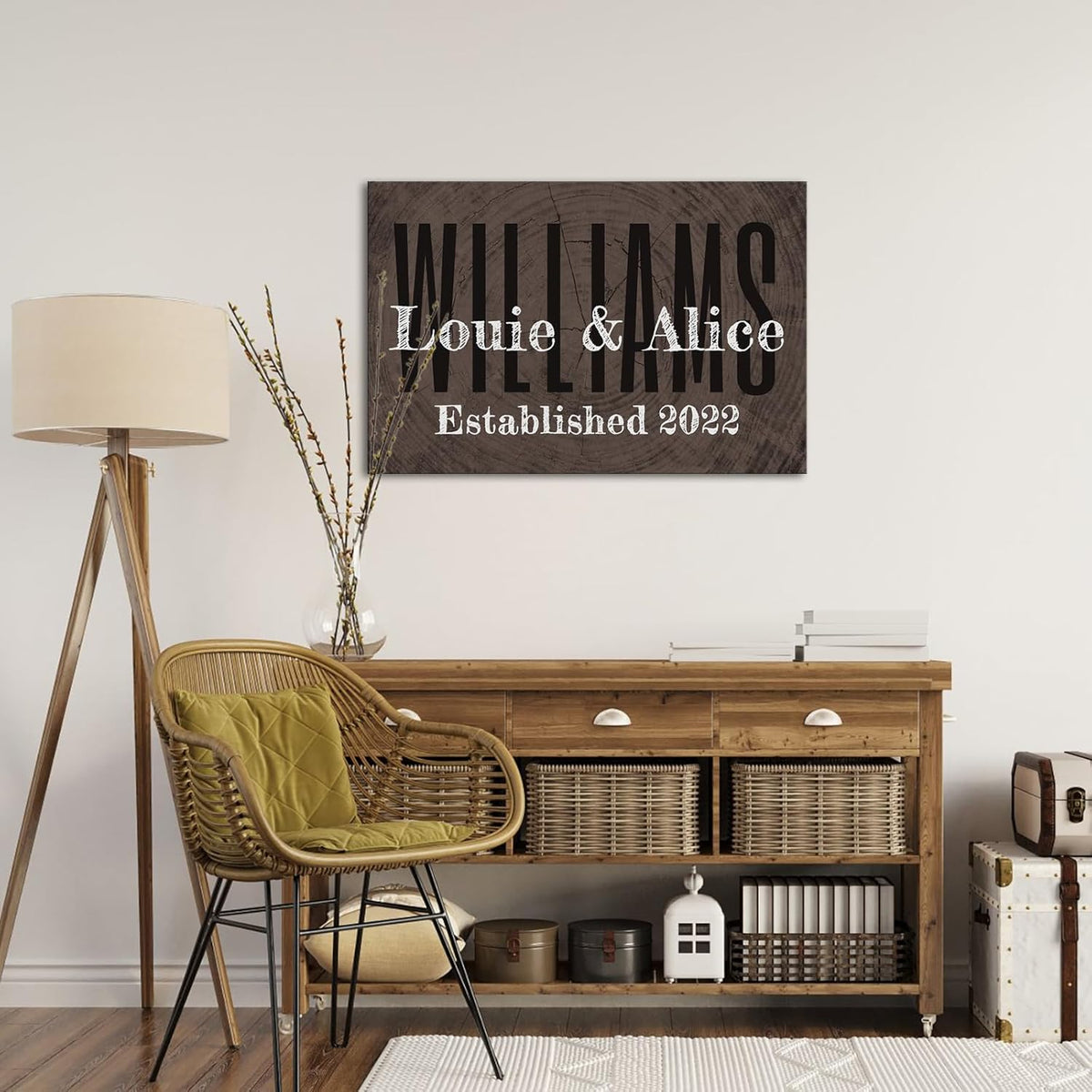 iLOOKLiKE Personalized Last Name Signs with Couple's Names Wall Art Custom Family Established Date Canvas Prints Framed Unique Wedding Anniversary Housewarming Gifts for Home Decor 24×36inch