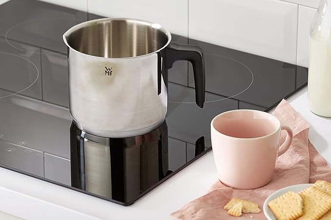 WMF 794769990 milk pot Ø 14 cm approx. 1,7l pouring rim Cromargan stainless steel brushed suitable for all stove tops including induction dishwasher-safe, Silver