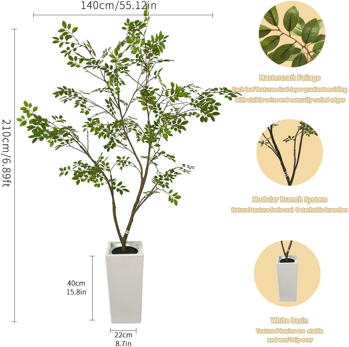 Artificial Elm Tree Faux Elm Tree 6ft Tall Fake Plant in Pot Fake Silk Tree Faux Plants Indoor