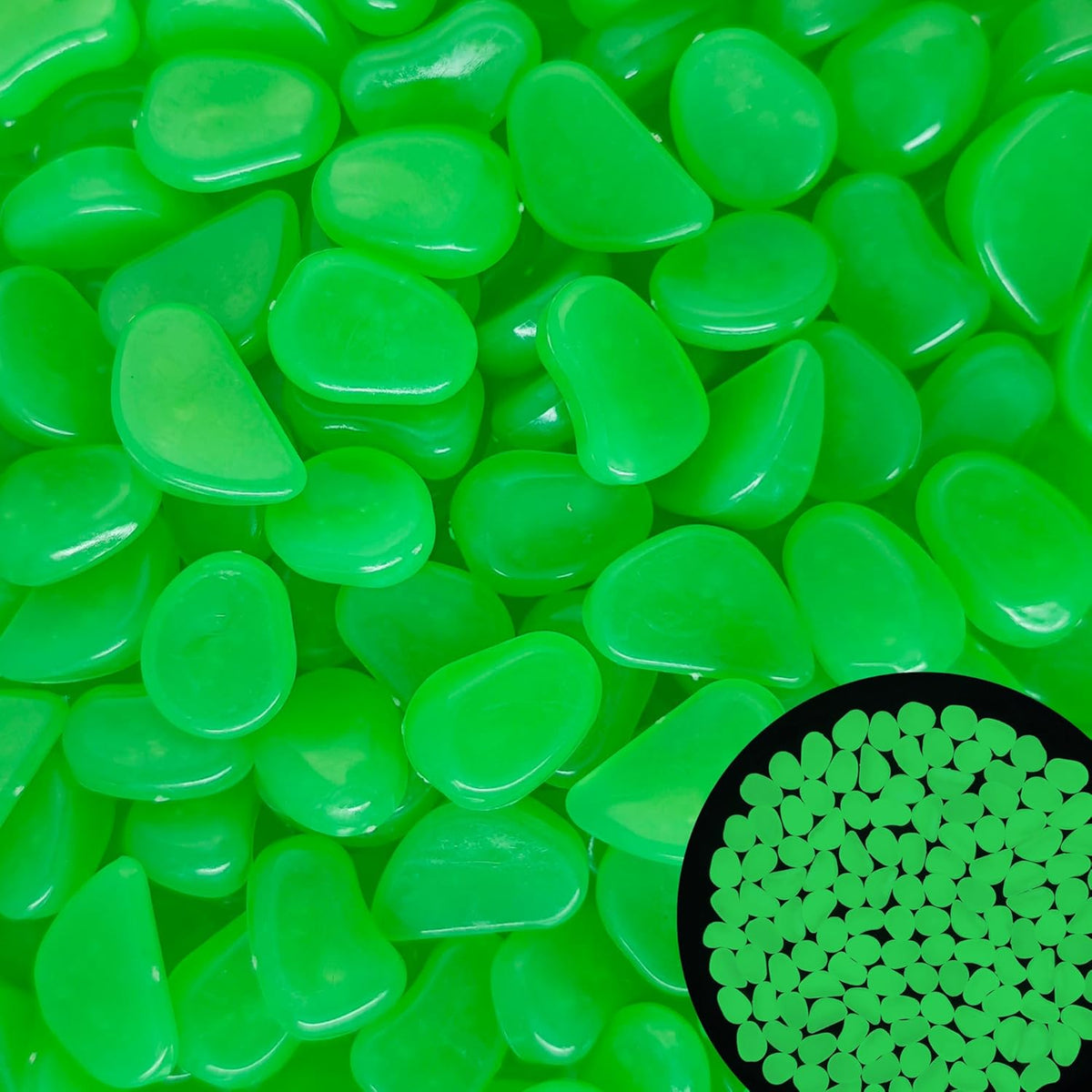 0.7LB 25-27mm Glow in Dark Pebbles Glowing Rocks for Garden Outdoor Green Fish Tank Rocks Aquarium Rocks Glowing Rocks Outdoor for Driveway Walkway,Green