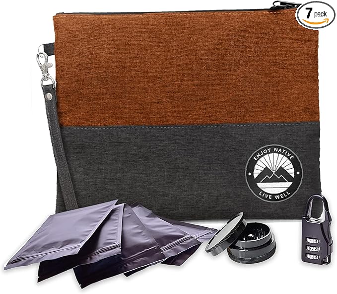 Enjoy Native Smell Proof Bag with Lock 11" x 9", Smell Proof Container, Dog Tested Odor resistant Bags, Best Zipper odor sealing pouch for Herbs, Coffee & Travel Medicine, Scent resistent Containers