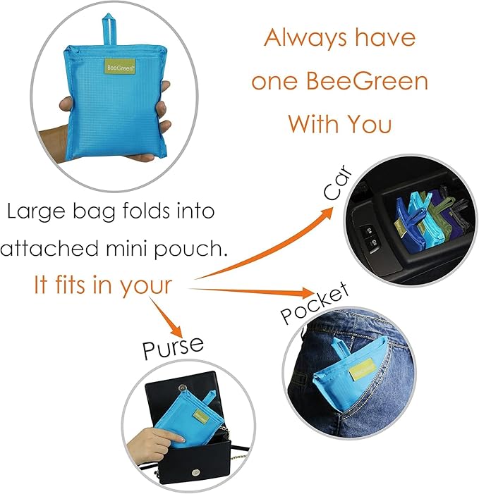 BeeGreen Grey Reusable Shopping Bags Wholesale Gray Reusable Grocery Bags Bulk Foldable-Machine Washable with Zipper Storage Pouch 20 Pieces