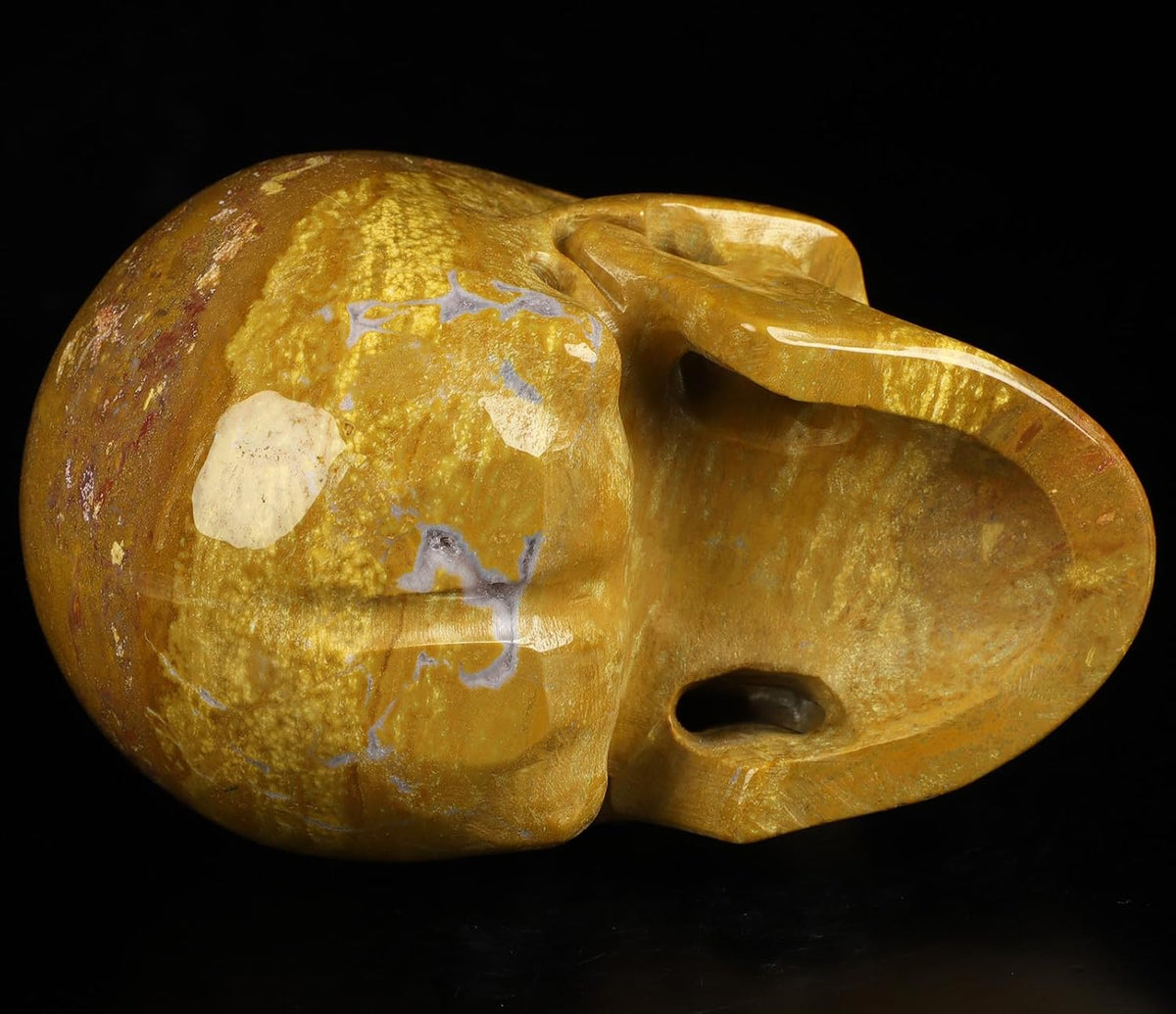 Skullis 5.0" Indian Agate Crystal Carved Crystal Skull. Hand Carved Gemstone Fine Art Sculpture.2392