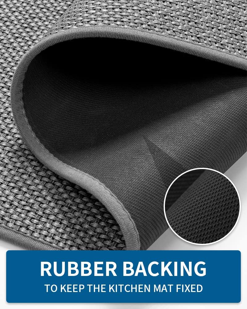 Kitchen Rugs and Mats Non Skid Washable, Absorbent Runner Rugs for Kitchen, Front of Sink, Kitchen Mats for Floor (Dark Grey, 20"x32")