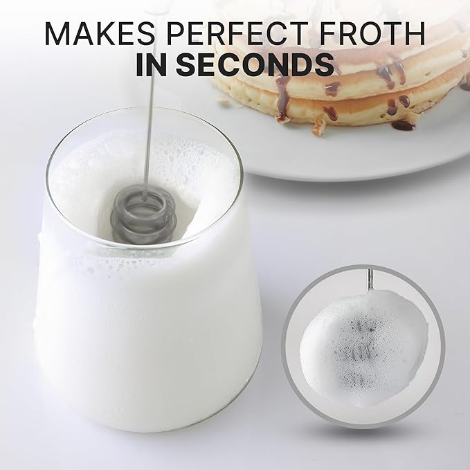 Zulay Kitchen Patented Tornado Triple Whisk Milk Frother with 4 Duracell Batteries – Handheld Foam Maker for Coffee, Lattes, Matcha & Hot Chocolate – Rich, Creamy Froth in Seconds - Rose Peach