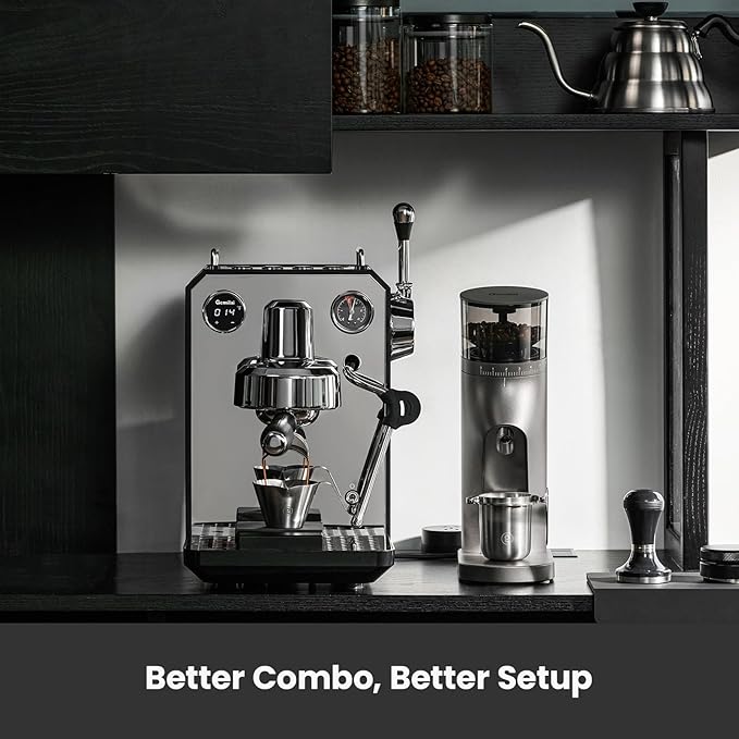 Gemilai Owl Espresso Machine, 15 Bar Professional Semi-Automatic Espresso Maker with Milk Frother Steam Wand & 57oz Removable Water Tank, Dual Display, for Cappuccino, Latte, G3006, Stainless Steel