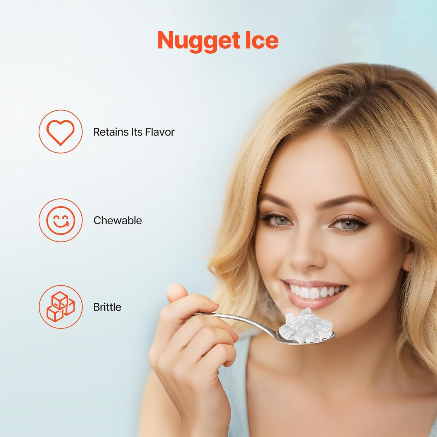 VEVOR Nugget Ice Maker, 33lbs/24H Pebble Ice Maker with Self Cleaning, Chewable Ice Maker with Ice Scoop & Drip Tray, Stainless Steel Ice Machine with Convenient Ice Transfer for Home Kitchen Office