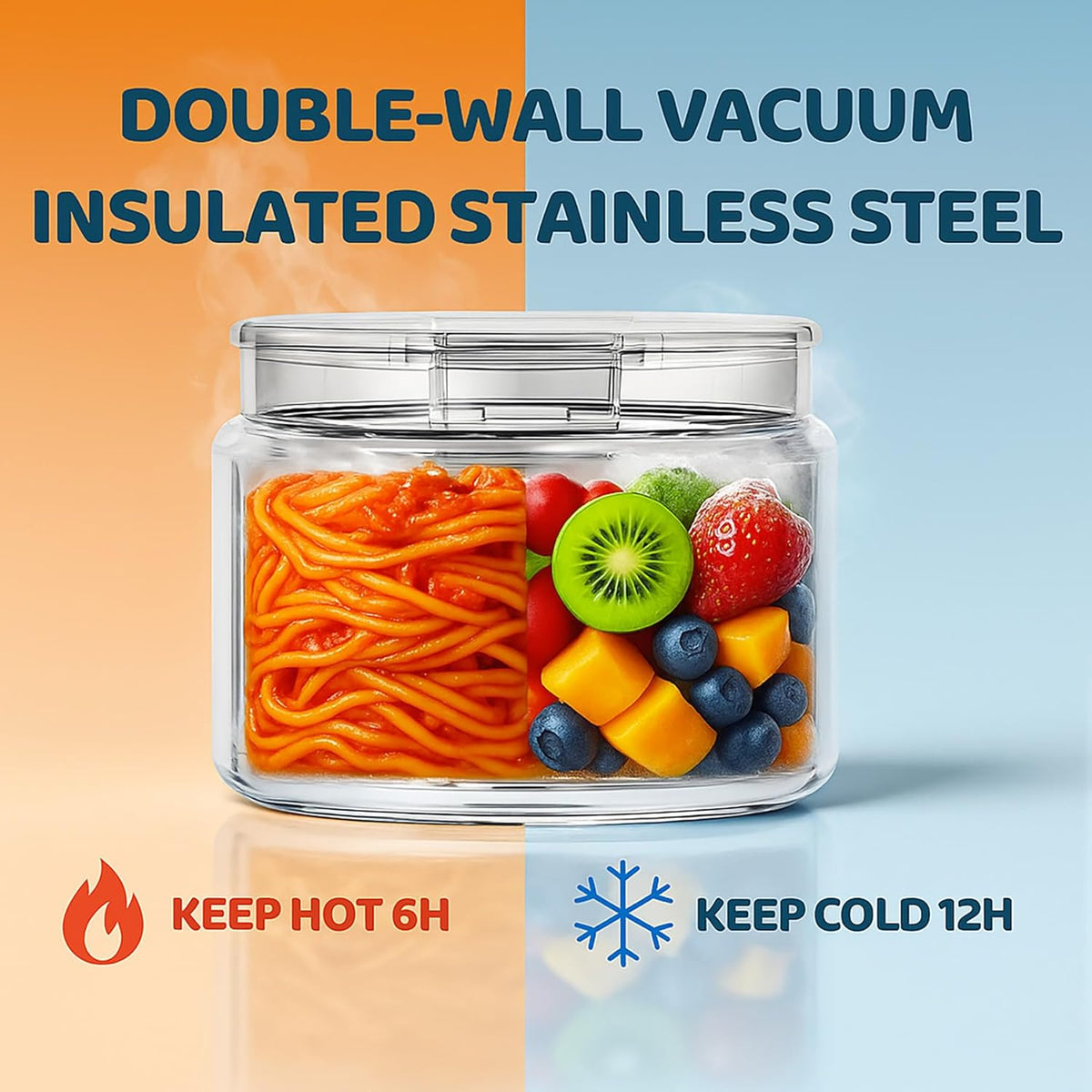 14.5oz Soup Thermo for Hot Food Kids Vacuum Insulated Food Jar Twist-Free Soup Thermo for Hot Food Kids Leakproof Stainless Steel Wide Mouth Lunch Container, Blue