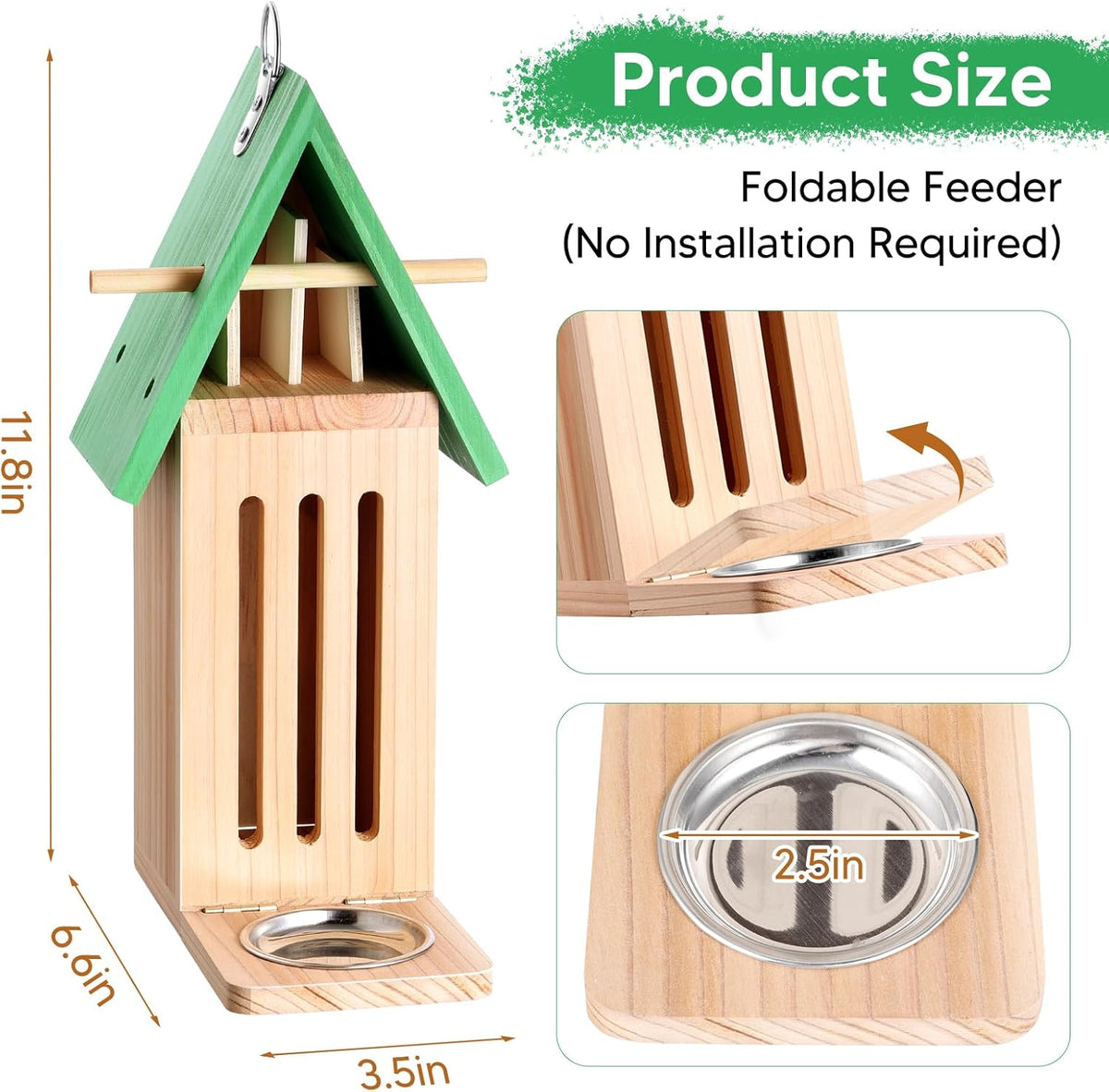 2PCS Butterfly House and Feeder for Outside, Wooden Butterfly House Butterflies Feeder for Garden, Butterflies Habitat with Puddler on Floor or Hanging on Tree Wall