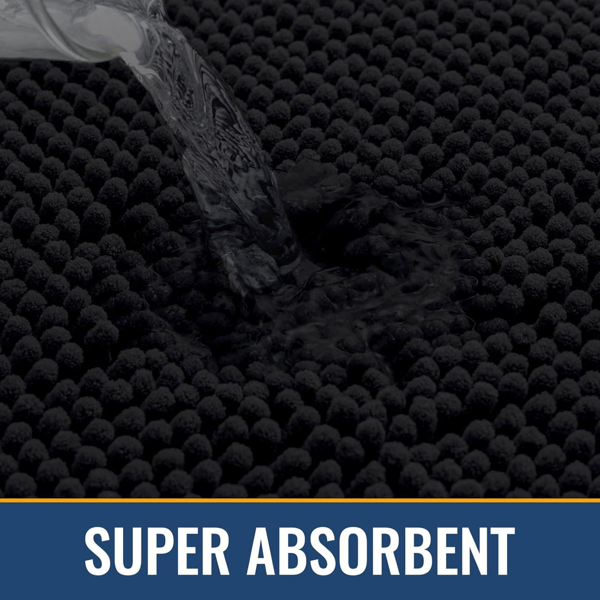 Arotive Bathroom Rugs 44x24, Extra Soft Absorbent Shaggy Chenille Bath Rugs, Machine Washable Rubber Backing Non-Slip Bath Mats for Bathroom Floor Tub and Shower, Home Decor Accessories, Black