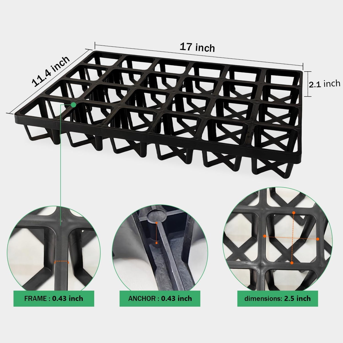 Square Nursery Pot Tray with 24 Cells, 5 Pack Plant Trays for Pots, Flower Pot Moving Tray, Plastic Planting Tray for Carrying Small Plant Pots(120 Cells in Total
