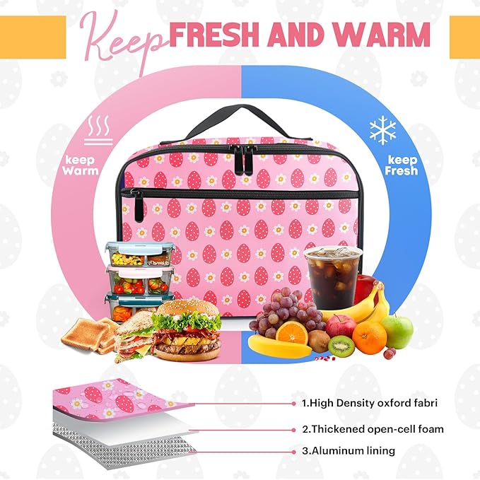 Lunch Box Kids, Insulated Lunch Bag for Women Men, Cooler Reusable Cute Lunch Containers for Boy & Girls, Adults Leak Proof Large Lunch Tote Bags for School, Work, Travel, Picnic Outdoor and Beach