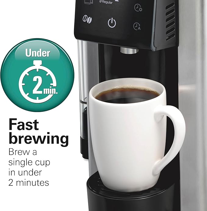 Hamilton Beach FlexBrew Advanced 5-in-1 Programmable 12 Cup Drip and Single Serve Hot & Iced Coffee Maker with Movable 60 oz. Water Reservoir, Fast Brewing, Black R49965 (Renewed)