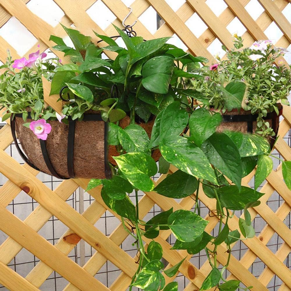 STONESTAR 2-Pack Coconut Liners for Planters 24 inch, Half-Moon Shape Window Box Liners Coconut Planter Liners Replacement, Trough Coco Liners for Planters Flower Baskets (24 inch)