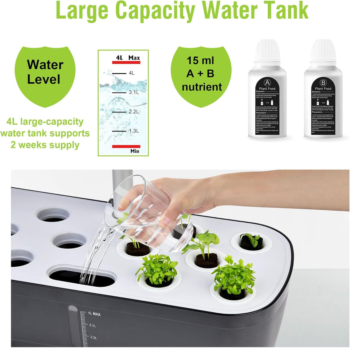 Hydroponics Growing System Indoor Garden,12 Pods Indoor Gardening System with LED Grow Light, Height Adjustable, Plants Germination Kit, Hydroponic Planter Fresh Harvest (Black)