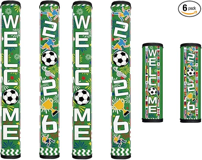 Soccer Print Refrigerator Door Handle Covers Set of 6 Kitchen Electrical Appliance Decor Handles Football Pattern Fridge Accessories Home Decor, Soccer Print Green