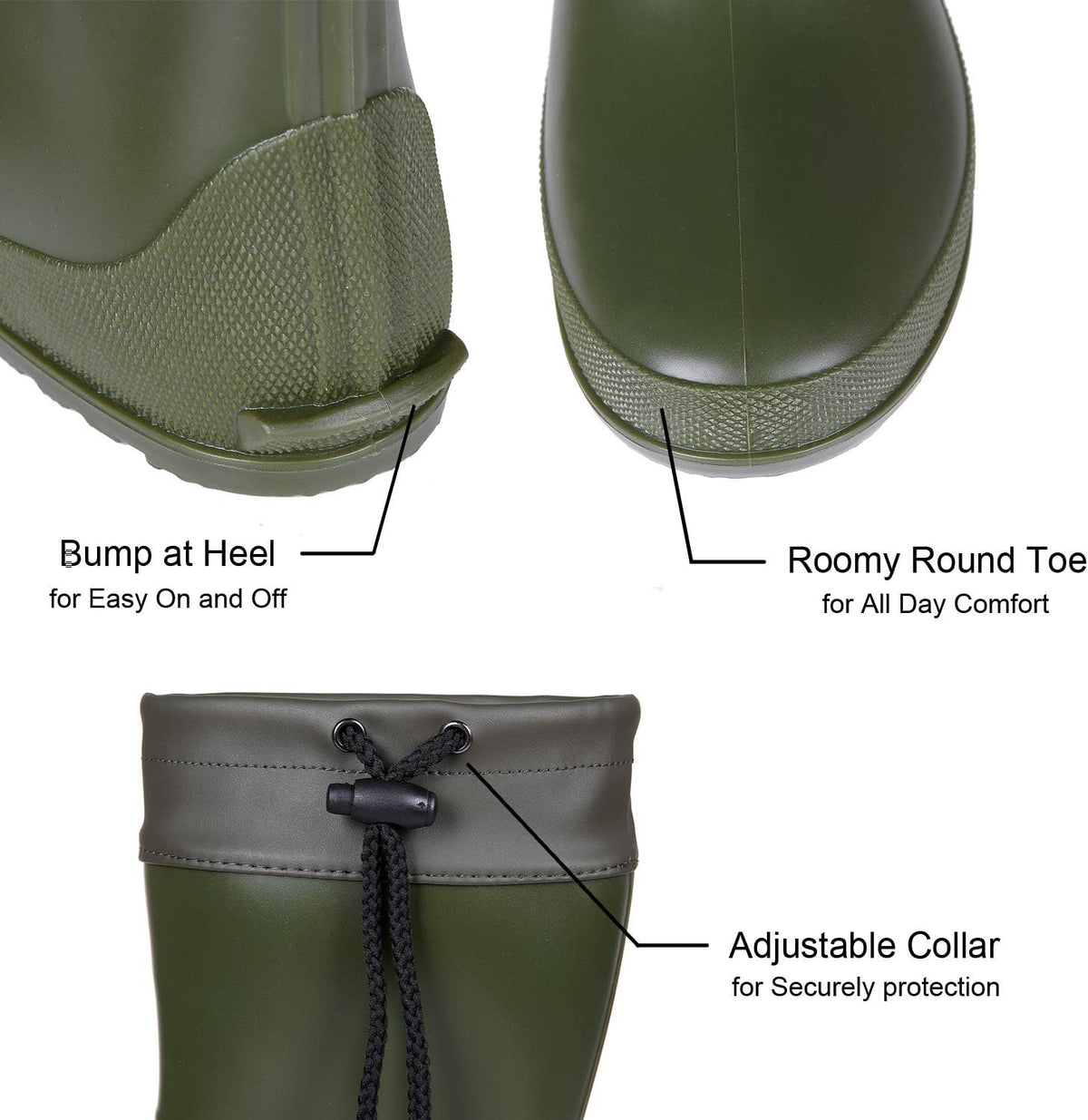 Asgard Packable Tall Rain Boots for Women Waterproof Rubber Garden Boots Ultra Lightweight Flat Mud Boots- NOT FOR WIDE CALF