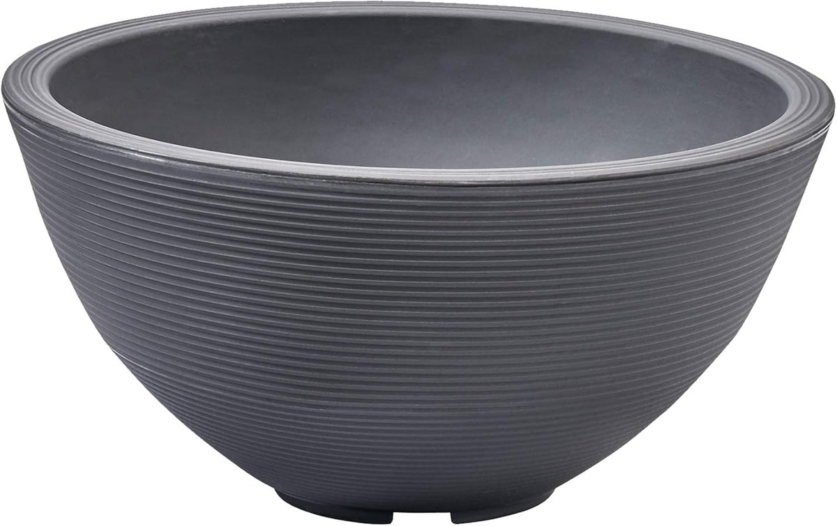 Crescent Garden Delano Bowl Planter, Large Outdoor Round Shallow Plant Pot for Water Garden, Bonsai Plant Pots, Succulents with Drain Hole - Double Walled Bowl Lotus Pot, 26" W (Slate)