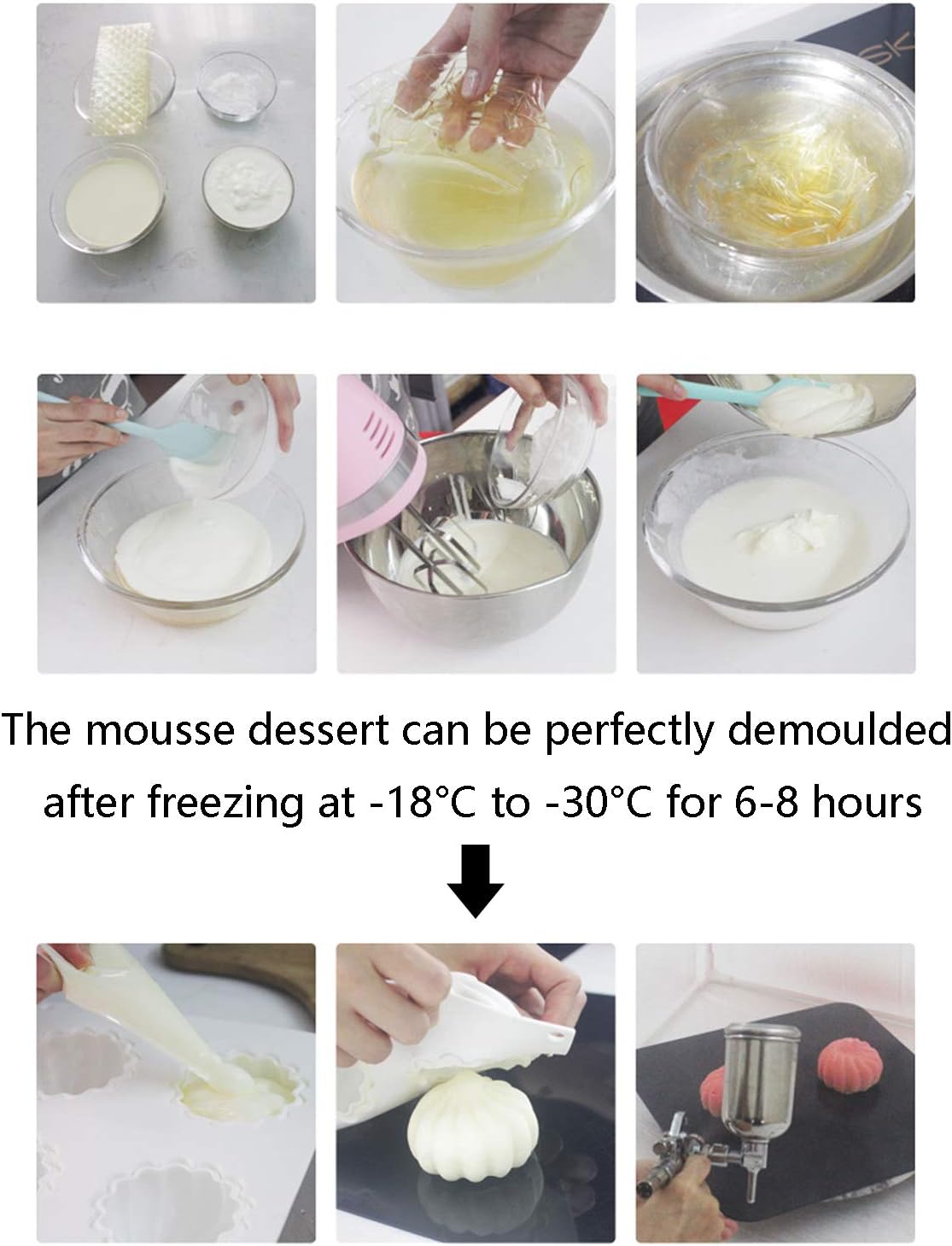 OCPO KITCHEN Silicone Molds for Baking Mousse Cake, French Dessert Mold for Pastry Chocolate, Cupcake, Ice Cream Mould, Cake Decoration Mold, 3D Water Drop Shape (6-Cavity)