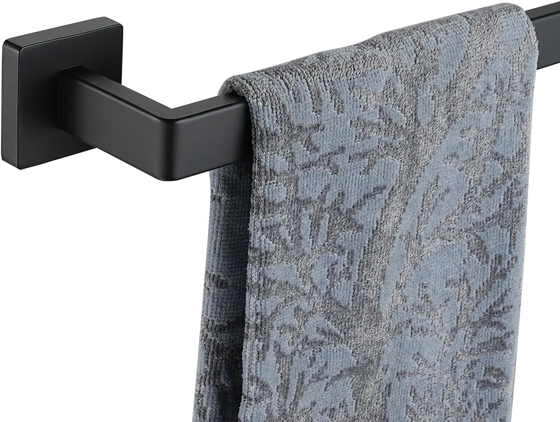 JQK Black Towel Bar, Rounded Edges 29.41 Inch Towel Rack, 304 Stainless Steel Bathroom Wall Mount, Useable Length 27 Inch, TB250L27-PB
