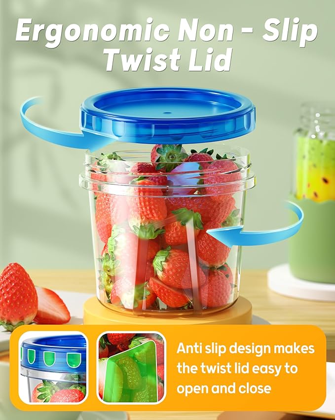 BiuLeon 12 Pack-24 oz Freezer Storage Containers, Plastic Food Storage Containers with Twist Top Lids, BPA Free and Reusable Soup Containers with Lids, Leakproof/Microwave/Dishwasher Safe