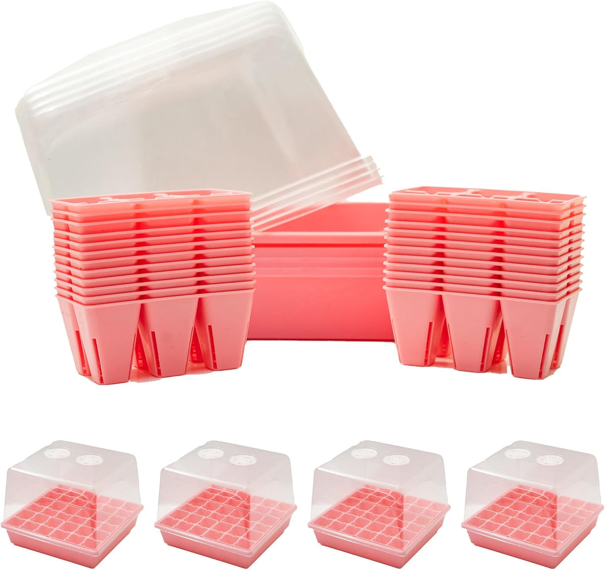 Bootstrap Farmer Countertop Seed Starter Kit in Pink, Reusable 1010 Tray Bundle with Inserts and Humidity Dome