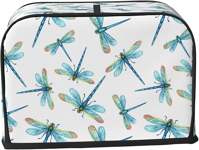 Blue Dragonflies Toaster Cover 2 Slice, Cute Country Bread Machine Cover, Washable Toaster Kitchen Small Appliance Cover Stain Resistant,with Top Handle