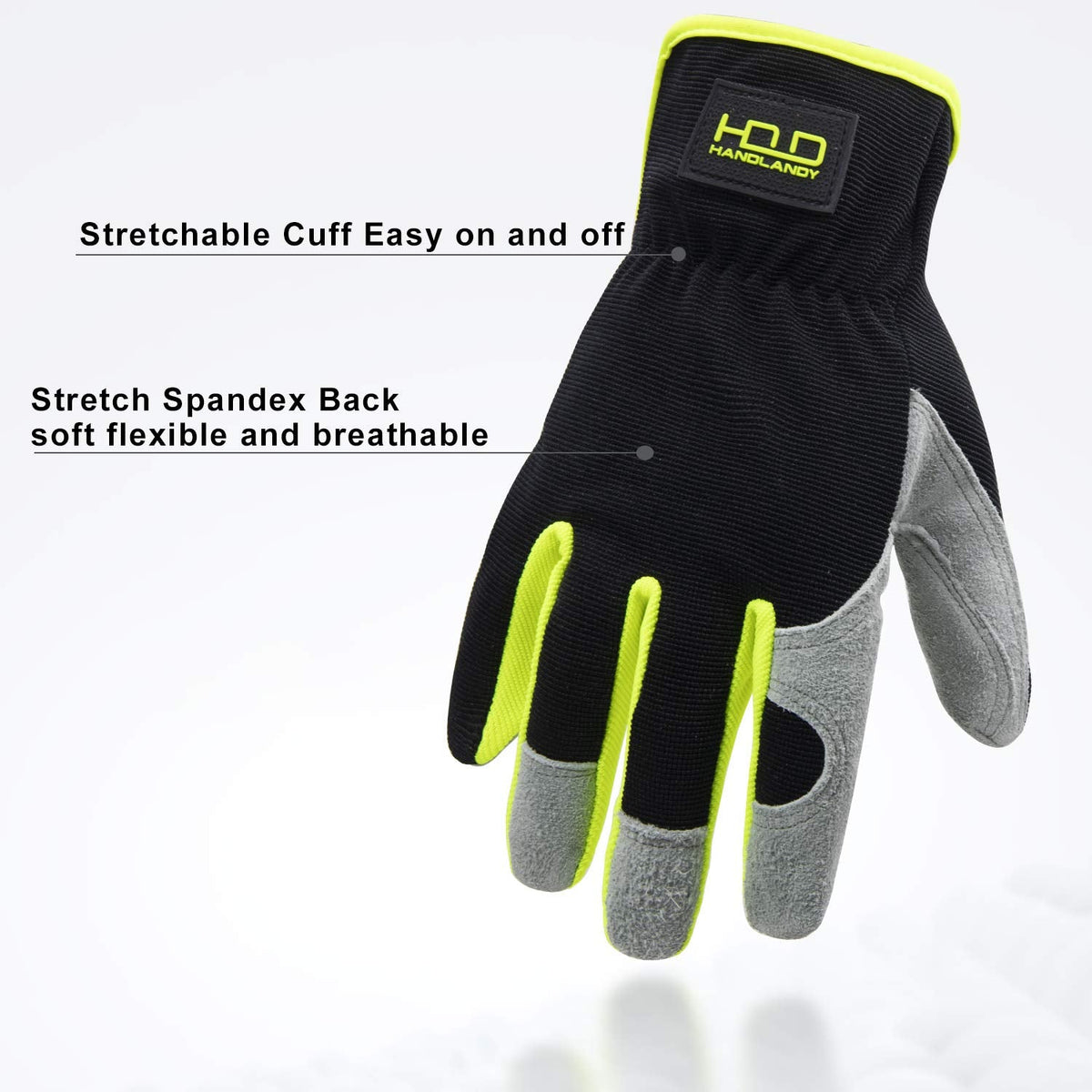 HLDD HANDLANDY 2 Pairs Leather Gardening Gloves for Men, Utility Work Gloves for Gardening, Yardwork, Construction, Mechanics, Great Garden Gifts for Men Women