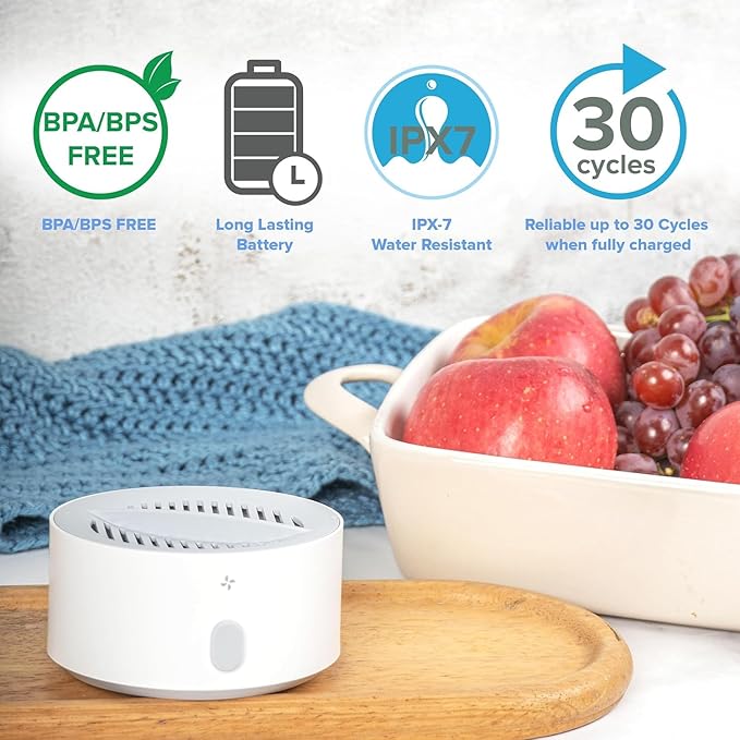 AquaPure Fruit and Vegetable Cleaner Machine with Storage Keeper, Waterproof Produce Washer Device for Fresh Fruits and Vegetables, Veggie Washer for Deep Cleaning in Water