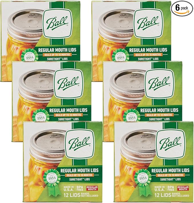 Ball Mason Jar Lids, Regular Mouth, 12 CT (Pack of 6)