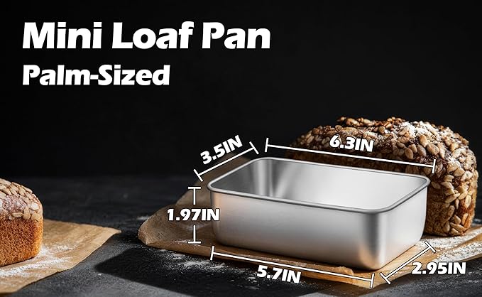 Leonyo Stainless Steel Mini Loaf Pans for Baking, 10 Pack 6.3x3.5IN Small Bread Loaf Pans for Meatloaf, Metal Mini Loaf Tins for Banana Bread Baking Homemade Brownies Smaller Loaves, Dishwasher Safe