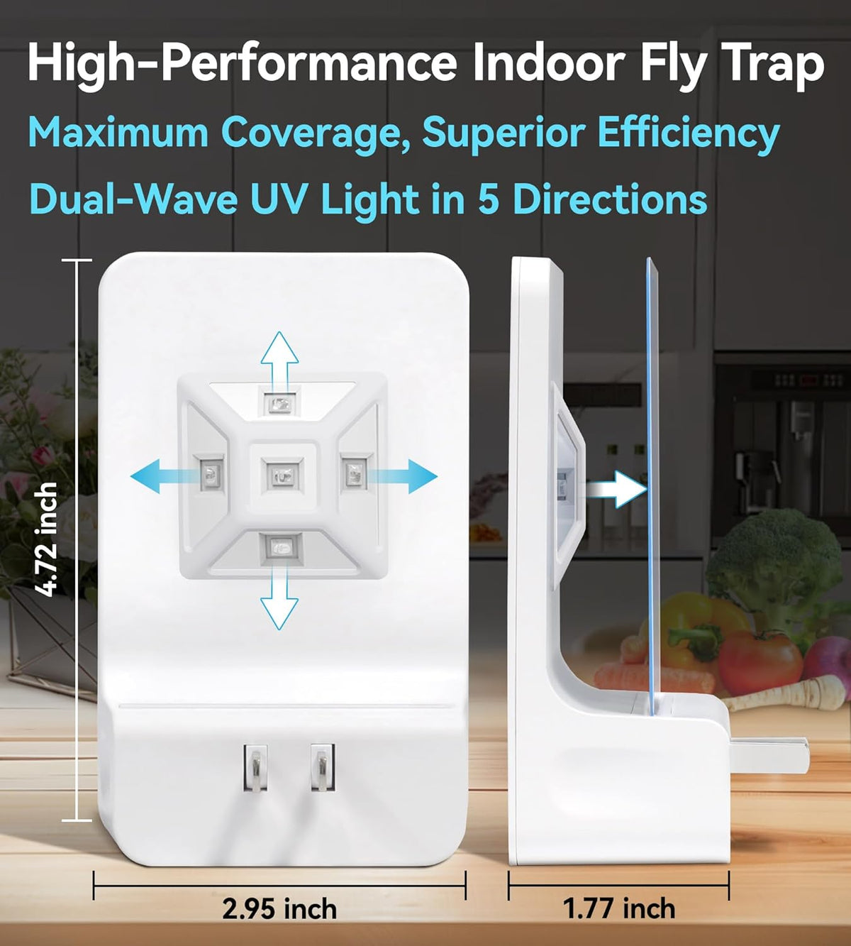 Innovative Double-Sided Flying Insect Trap for House Indoor, Plug-in Light Bug Catcher Killer for Flies, Fruit Fly, Gnats, Mosquito, Moths, Best Home Sticky Traps for Indoors Pest Control