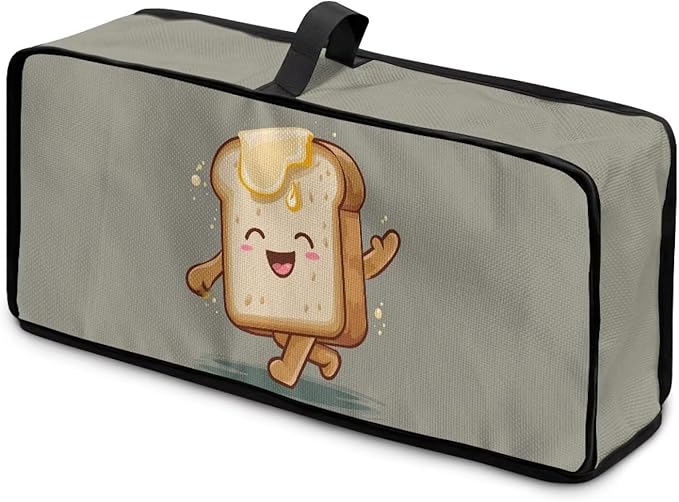 Slim 2 Slice Toaster Cover Funny Toaster Bread Print Water-Resistant Dust Covers with Handle Keep Kitchen Small Appliances Clean